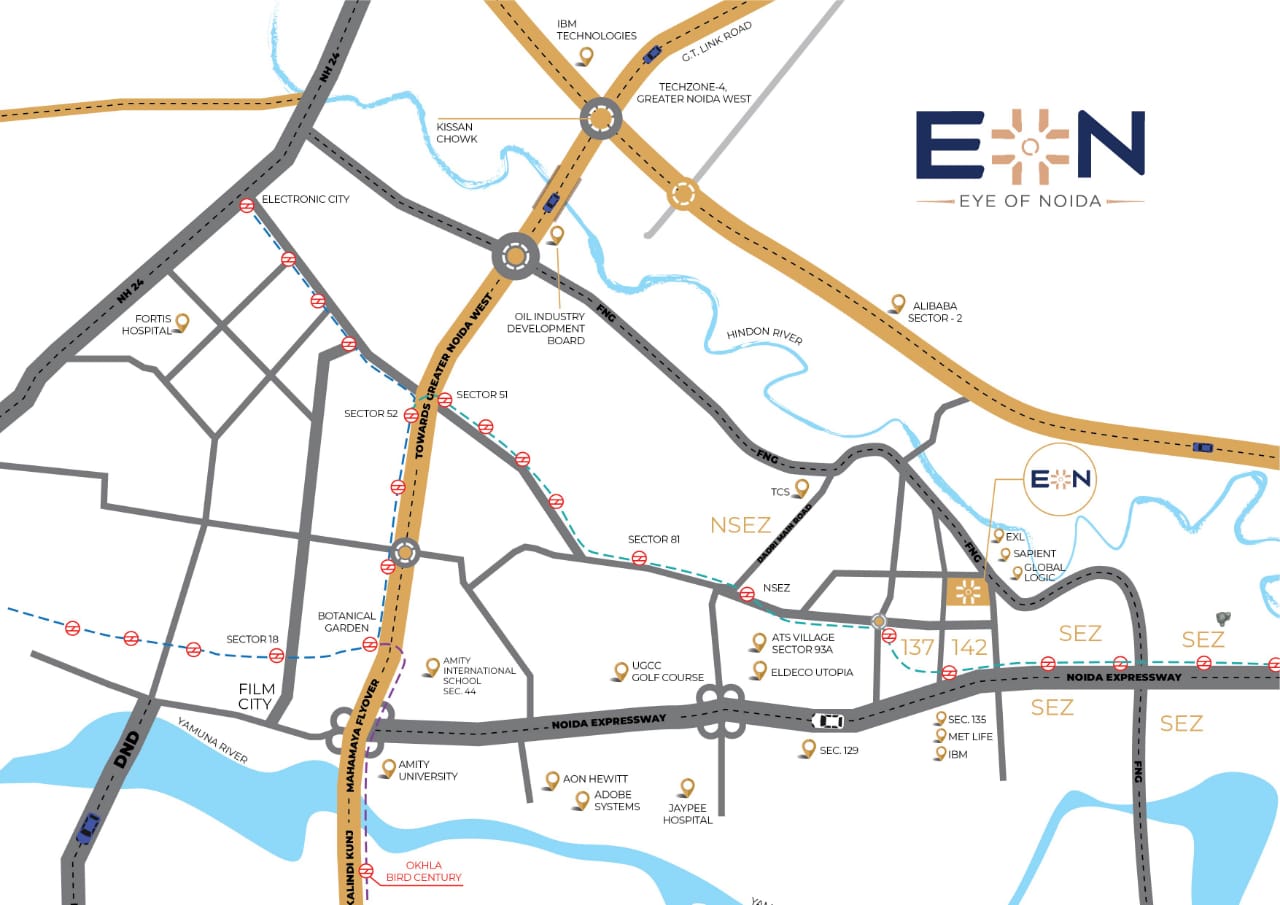 Sector 140A Noida Connectivity Map